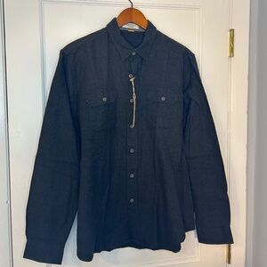 NWT Tailor Vintage Stretch Flannel Patch Pocket Shirt Charcoal Heather Size L